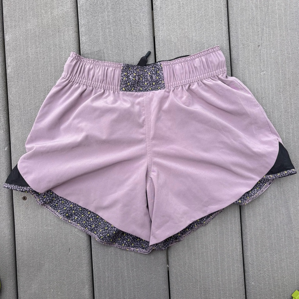lululemon athletica Lavender Pink Athletic Shorts with Floral Trim